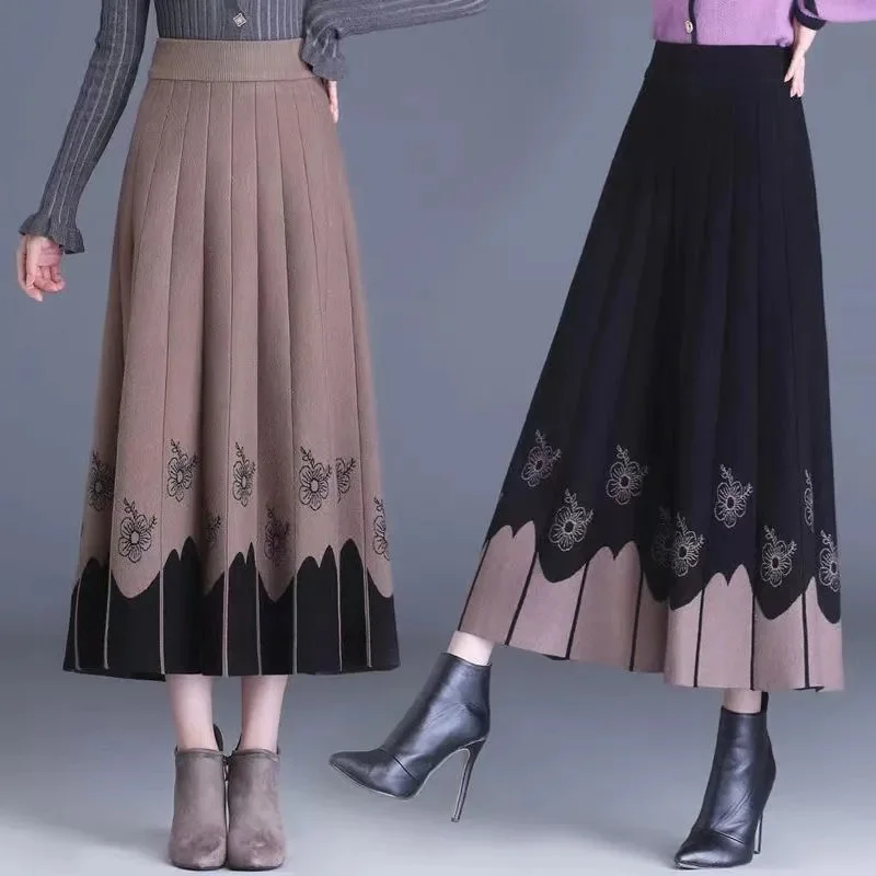 Women's Autumn Winter A-line Skirt High Waist Elastic Waist Mid Length Knitted Wool Large Swing Skirt Sweater Skirt Mujer Skirt
Women's Autumn Winter A-line Skirt High Waist Elastic Waist Mid Length Knitted Wool Large Swing Skirt Sweater Skirt Mujer Skirt