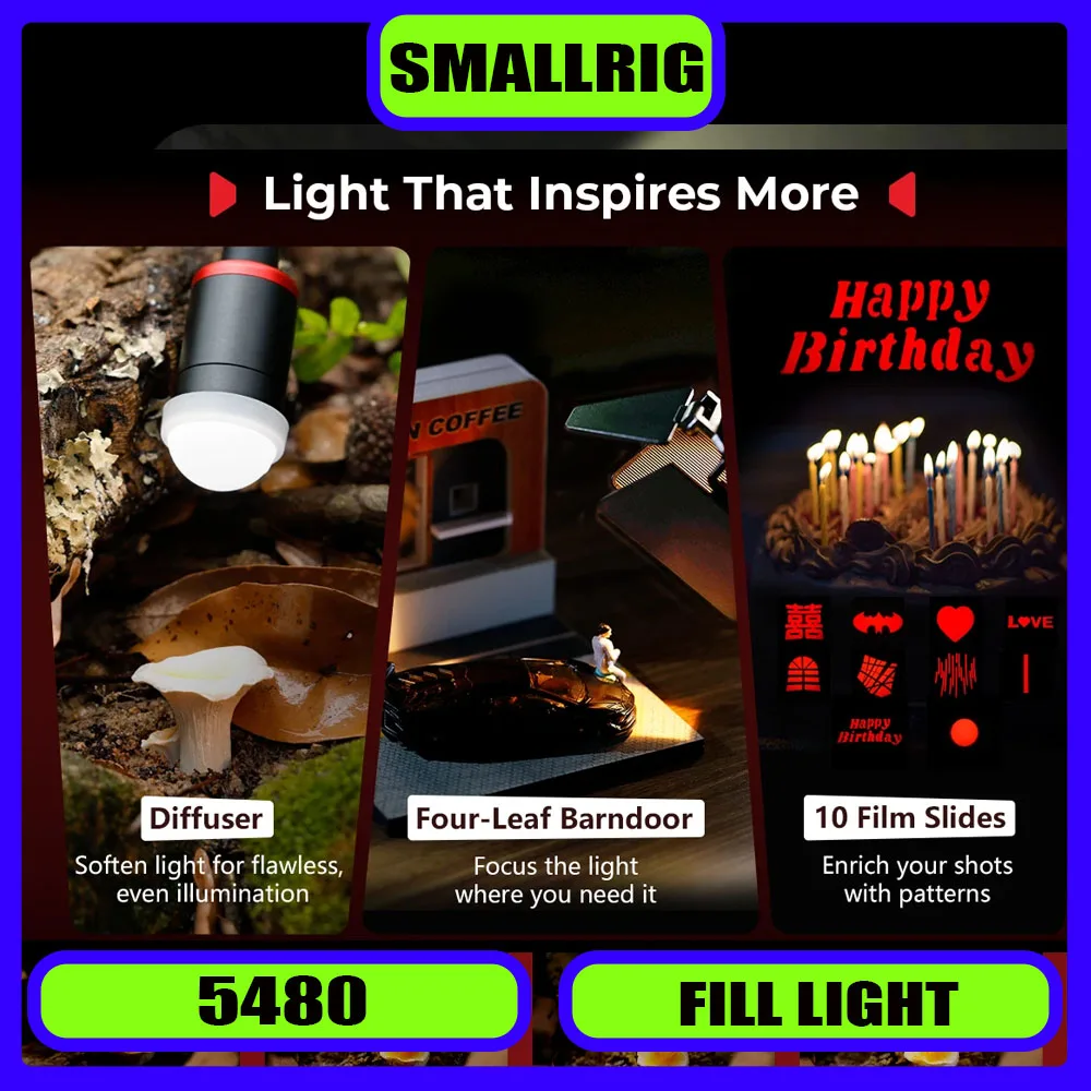SmallRig 5480 RM 03 Macro Photography LED Fill Light W Diffuser 4-Leaf Barndoor Spotlight, High Brightness Macro Shooting
SmallRig 5480 RM 03 Macro Photography LED Fill Light W Diffuser 4-Leaf Barndoor Spotlight, High Brightness Macro Shooting