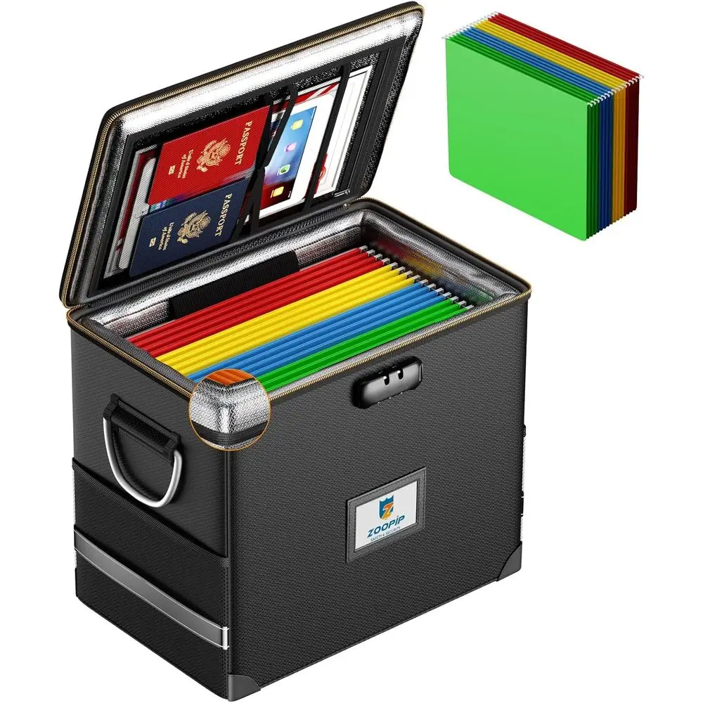 Secure Locking Document Box with 10 Hanging File Folders and Zippered Closure
Secure Locking Document Box with 10 Hanging File Folders and Zippered Closure