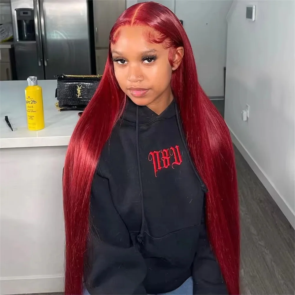 200 Density 99J Burgundy 13x6 HD Lace Frontal Human Hair Wig Brazilian Colored 46 Inch Straight 13x4 Transparent Lace Front Wigs
200 Density 99J Burgundy 13x6 HD Lace Frontal Human Hair Wig Brazilian Colored 46 Inch Straight 13x4 Transparent Lace Front Wigs