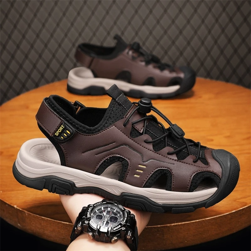 Trendy and versatile men's hooded sandals with genuine leather and breathable mesh design, summer outdoor casual anti slip beach
Trendy and versatile men's hooded sandals with genuine leather and breathable mesh design, summer outdoor casual anti slip beach
