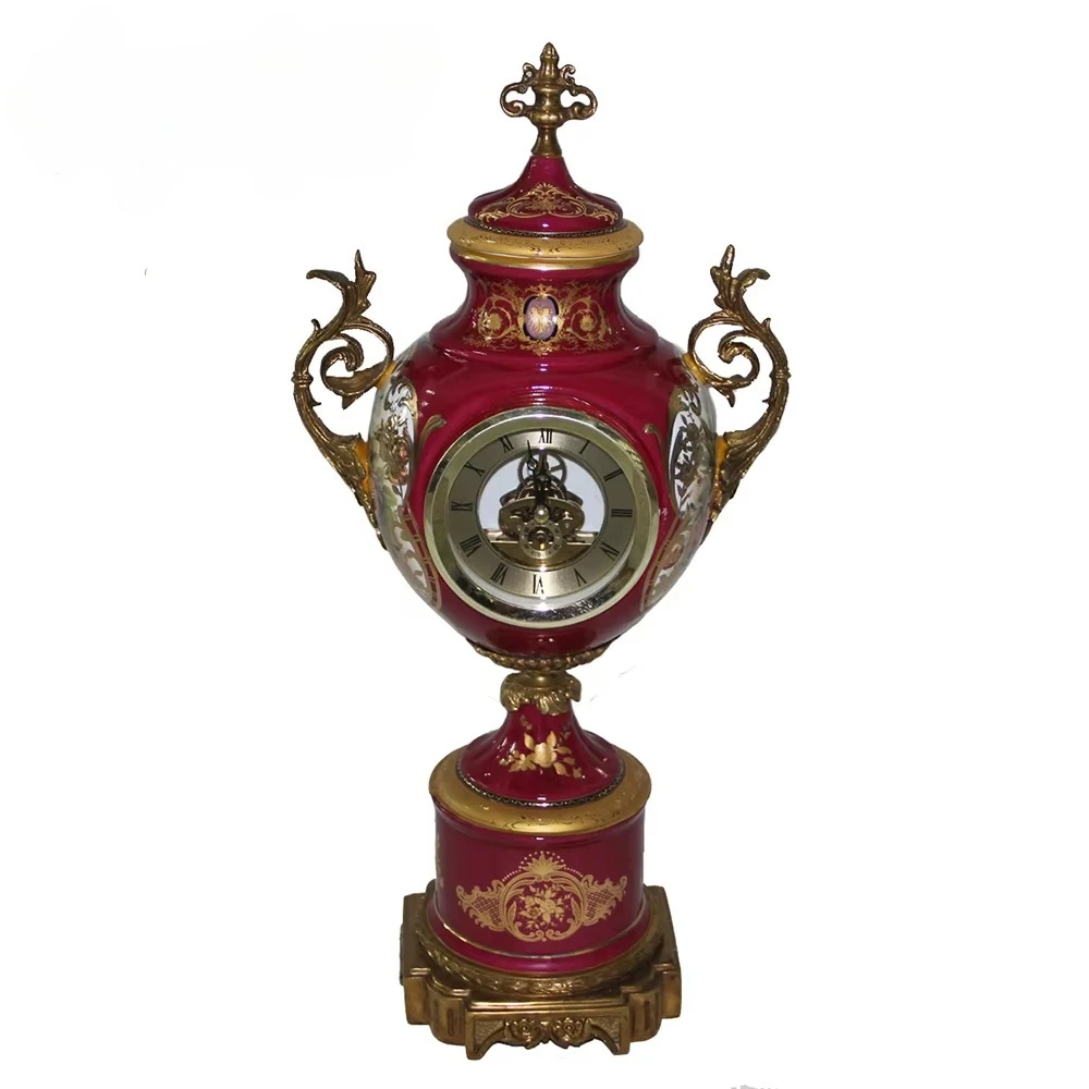 Red trophy-shaped clock, high-end lace decorative ornament, ceramic pattern decorative ornament
Red trophy-shaped clock, high-end lace decorative ornament, ceramic pattern decorative ornament