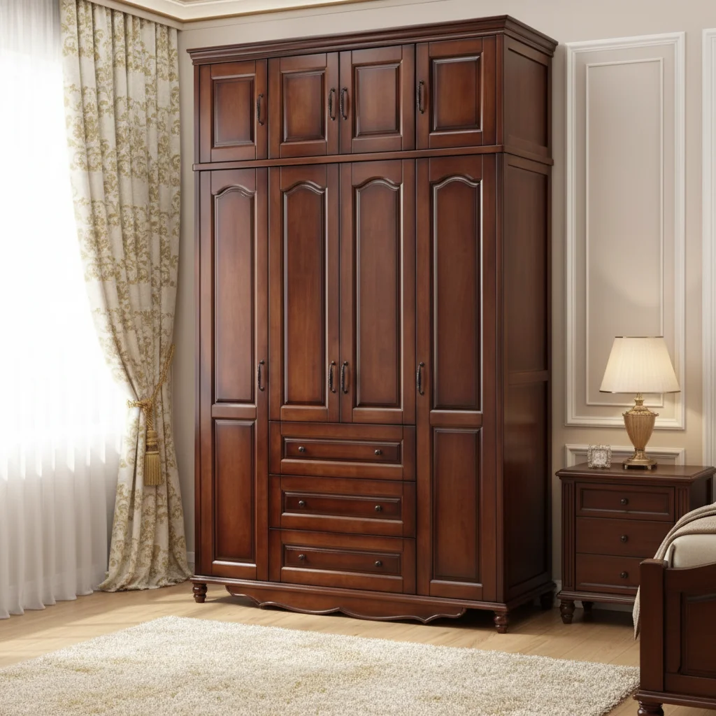 American Style Wooden Wardrobes with 3-5 Slab Doors Drawers Antique Design Freestanding Bedroom Furniture for Home Metal Handles
American Style Wooden Wardrobes with 3-5 Slab Doors Drawers Antique Design Freestanding Bedroom Furniture for Home Metal Handles