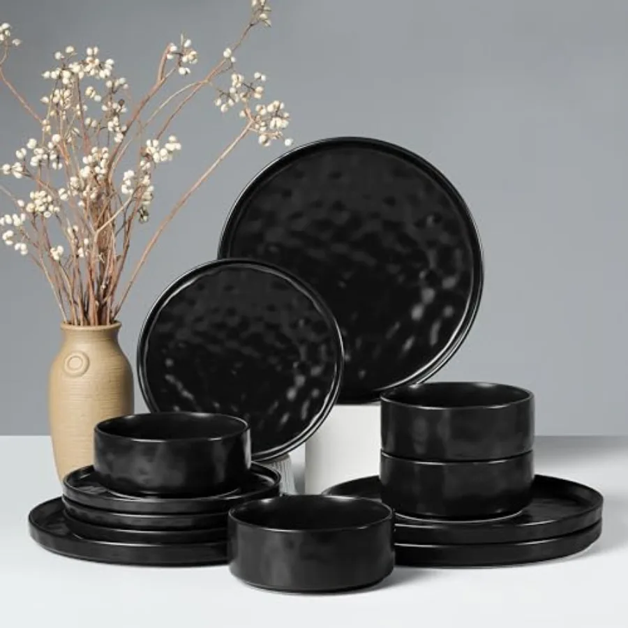 Dinnerware Sets 12-Piece Plates and Bowls Set Stoneware Dish Set for 4 Ceramic Dinnerware for Home Restaurant Chip and Scratch
Dinnerware Sets 12-Piece Plates and Bowls Set Stoneware Dish Set for 4 Ceramic Dinnerware for Home Restaurant Chip and Scratch