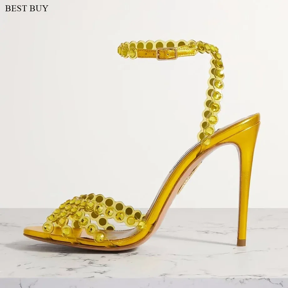 New Arrivals Peep Toe Shiny Rhinestone Embellished Narrow Band Suede Women's Sandals Designer High Heels Slingback Crystal Shoes
New Arrivals Peep Toe Shiny Rhinestone Embellished Narrow Band Suede Women's Sandals Designer High Heels Slingback Crystal Shoes