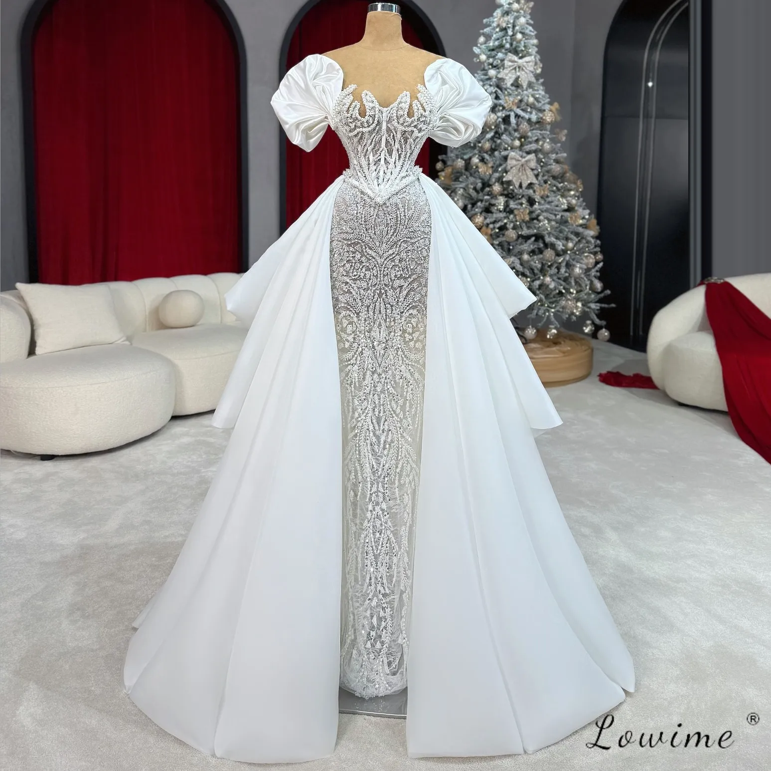 Elegant White Puff Sleeves Evening Dress Pearl Beading Socialite Style Hostess Cocktail Long Dress
Elegant White Puff Sleeves Evening Dress Pearl Beading Socialite Style Hostess Cocktail Long Dress