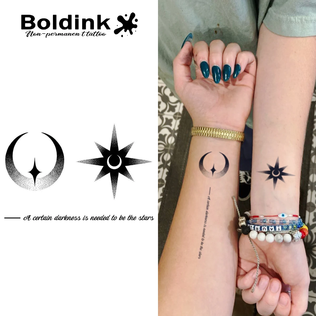 Stars And Moon Temporary Tattoo,Lasts To 15 Days New Technology Magic Waterproof Semi Permanent Sticker.
Stars And Moon Temporary Tattoo,Lasts To 15 Days New Technology Magic Waterproof Semi Permanent Sticker.