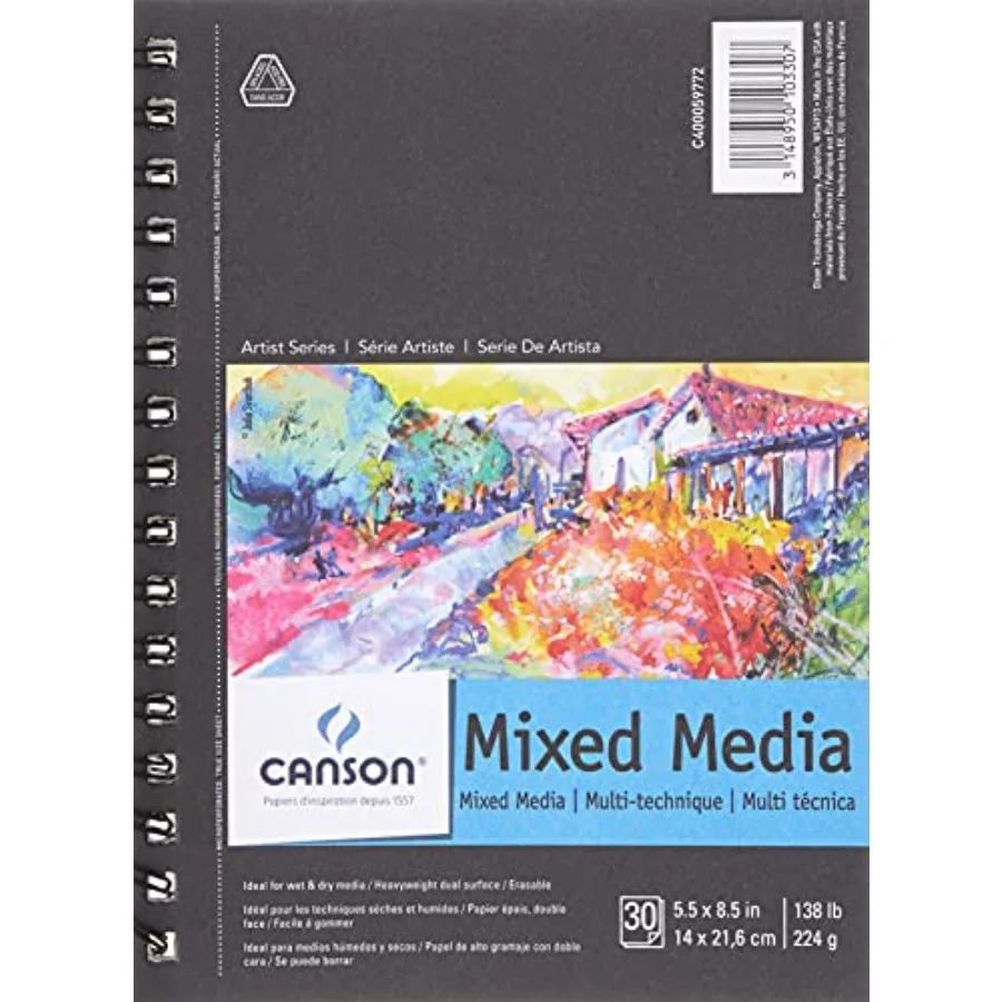 Artist Series Mixed Media Paper, Wirebound Pad, 5.5x8.5 inches, 30 Sheets 138lb/224g - Artist Paper for Adults and Students - W
Artist Series Mixed Media Paper, Wirebound Pad, 5.5x8.5 inches, 30 Sheets 138lb/224g - Artist Paper for Adults and Students - W