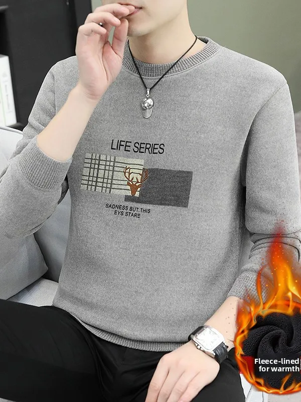 Мужской утепленный вязаный свитер-пуловер с круглым вырезом, вышивкой, теплый зимний повседневный топ из полиэфирного волокна с длинными рукавами
Мужской утепленный вязаный свитер-пуловер с круглым вырезом, вышивкой, теплый зимний повседневный топ из полиэфирного волокна с длинными рукавами