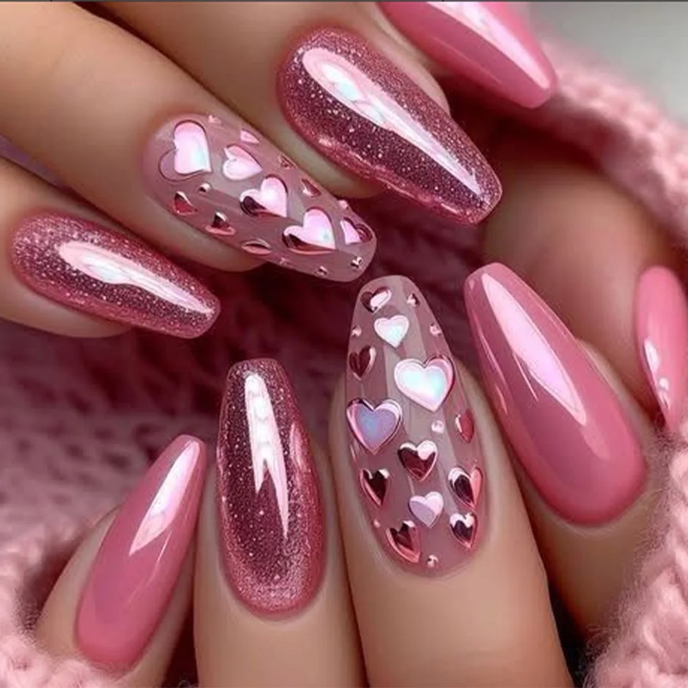24PcsMedium Fake Nails Pink Heart False Nails with Shimmery Powder Ballet Nail Art Full Cover French Wearable Nail Manicure Tips
24PcsMedium Fake Nails Pink Heart False Nails with Shimmery Powder Ballet Nail Art Full Cover French Wearable Nail Manicure Tips