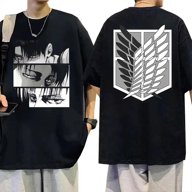 Мужские и женские топы в стиле аниме «Атака Титанов» Levi Ackerman Eye, летняя негабаритная готическая футболка, уличная одежда, хлопковая свободная футболка Eren Yeager
Мужские и женские топы в стиле аниме «Атака Титанов» Levi Ackerman Eye, летняя негабаритная готическая футболка, уличная одежда, хлопковая свободная футболка Eren Yeager