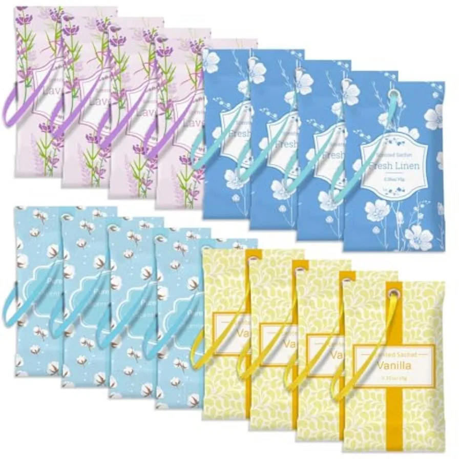 Sachets for Drawers and Closets, Sachets Bags Long-Lasting, 16 Pack, Lavender Linen Vanilla Cotton, Home Fragrance Sachet for C
Sachets for Drawers and Closets, Sachets Bags Long-Lasting, 16 Pack, Lavender Linen Vanilla Cotton, Home Fragrance Sachet for C