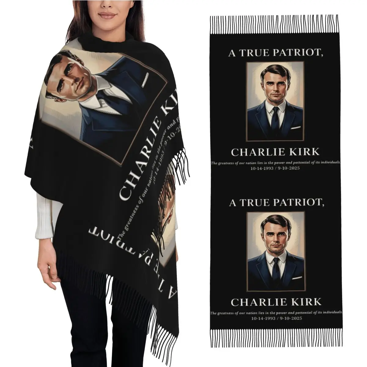 Шарф Charlie Kirk, женские большие шарфы с кисточками, зимняя популярная шаль, теплый мягкий платок на заказ
Шарф Charlie Kirk, женские большие шарфы с кисточками, зимняя популярная шаль, теплый мягкий платок на заказ