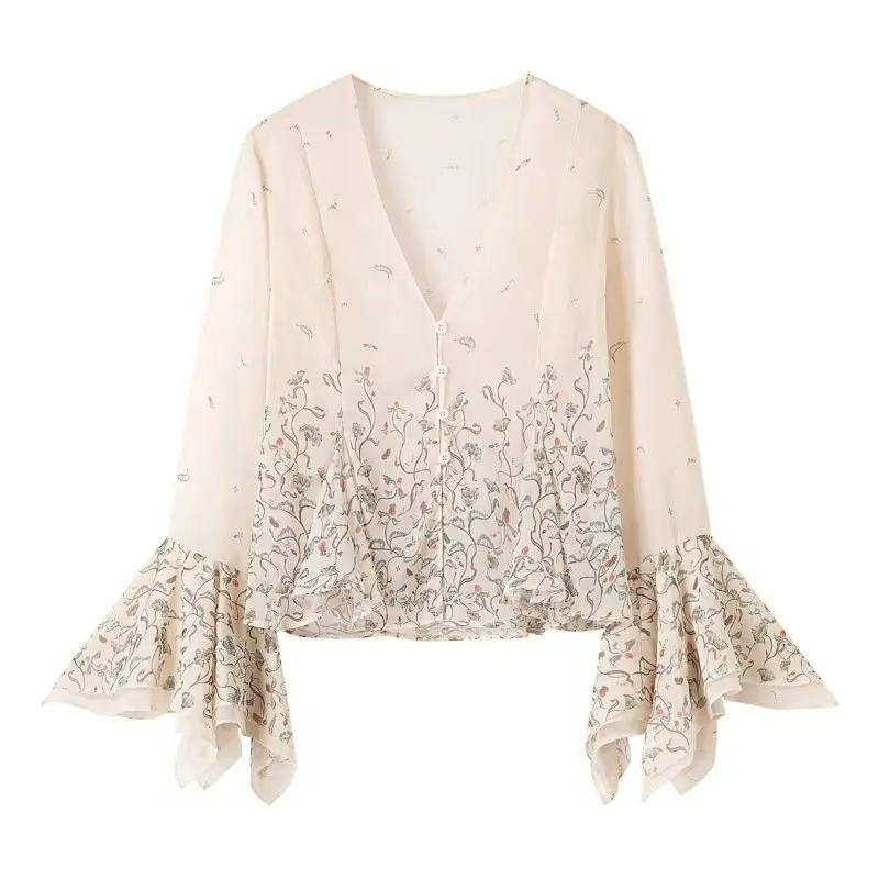 Flare Sleeve Floral Print Blouse for Women, Spring V-Neck Top, Casual Vocation & Daily Wear Elegant Shirt
Flare Sleeve Floral Print Blouse for Women, Spring V-Neck Top, Casual Vocation & Daily Wear Elegant Shirt