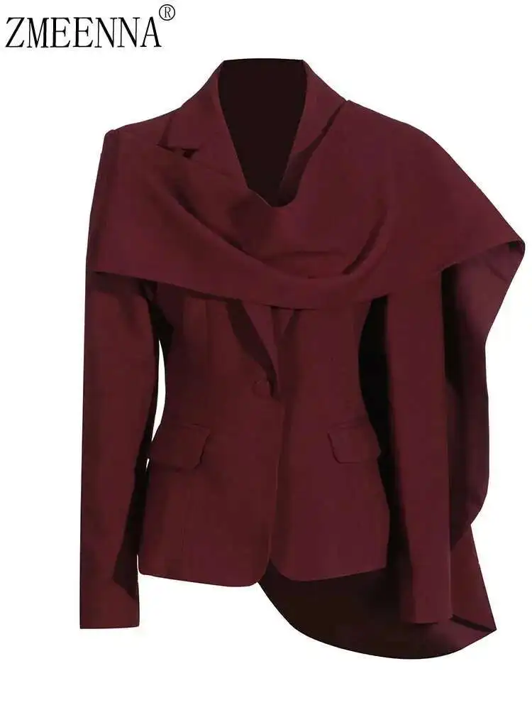 ZMEENNA Fashion Trend Ankela Red Blazer 2024 Autumn New Shawl Design Notched Single Breasted Gathered Waist Coat Female ZM507
ZMEENNA Fashion Trend Ankela Red Blazer 2024 Autumn New Shawl Design Notched Single Breasted Gathered Waist Coat Female ZM507