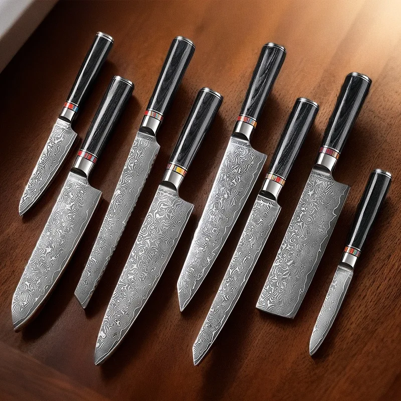 Art Forged Damascus Steel Kitchen Knife Set 1-8 pcs Professional Hotel Chef's Slicing and Carving Knife Premium Kitchen Cutlery
Art Forged Damascus Steel Kitchen Knife Set 1-8 pcs Professional Hotel Chef's Slicing and Carving Knife Premium Kitchen Cutlery