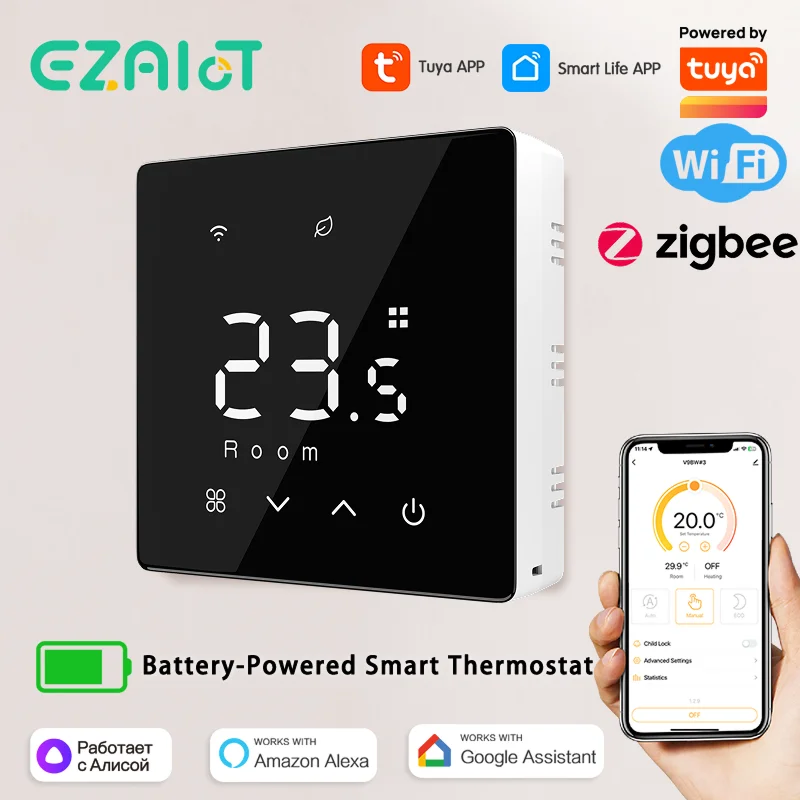 WiFi Zigbee Smart Thermostat Tuya Gas Boiler Low Battery-Powered Digital Temperature Heating Controller Alexa Google Home Alice
WiFi Zigbee Smart Thermostat Tuya Gas Boiler Low Battery-Powered Digital Temperature Heating Controller Alexa Google Home Alice