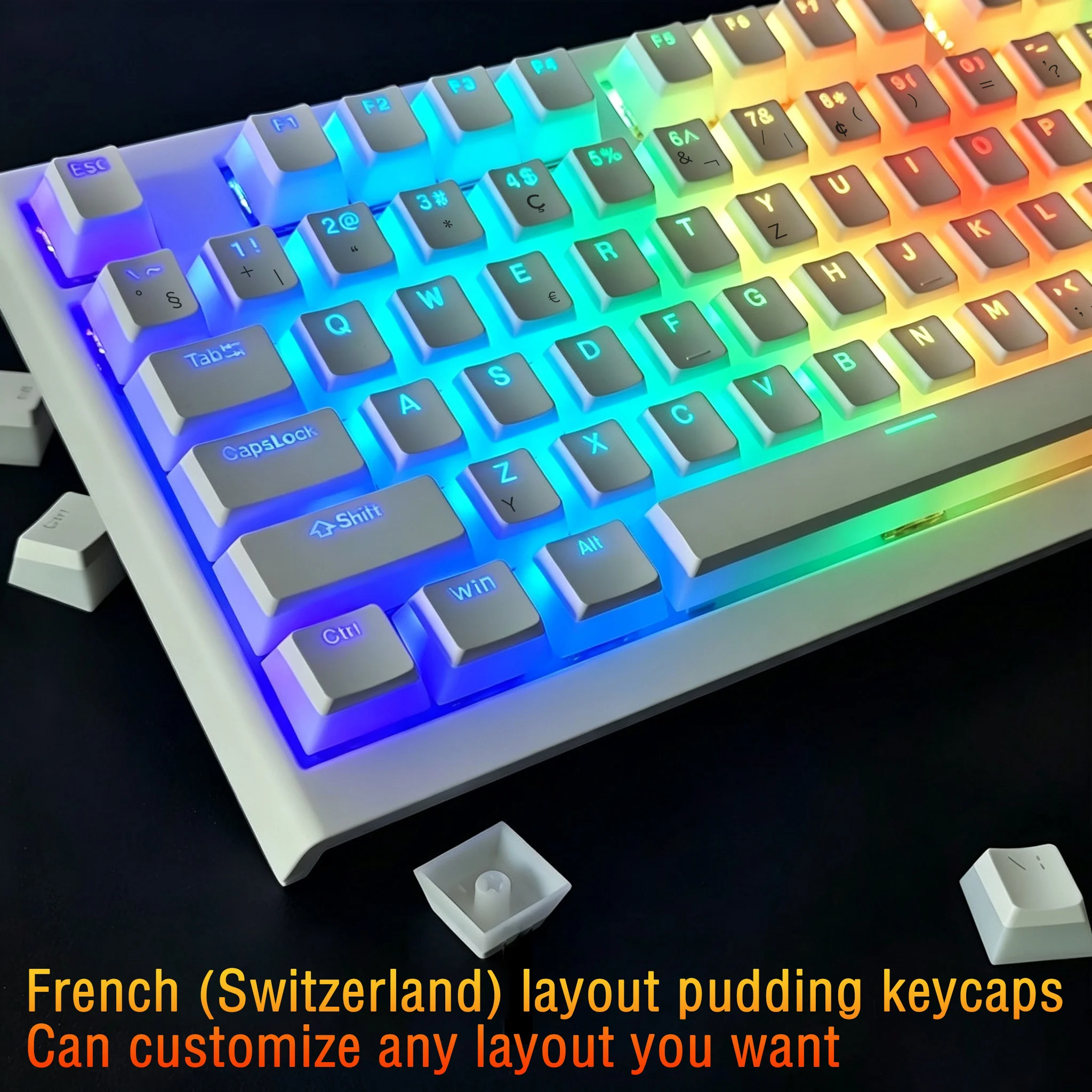 French Swiss layout Pudding keycaps OEM height 132 keys PBT customizable French German Italian Hebrew Spanish Portuguese Arabic
French Swiss layout Pudding keycaps OEM height 132 keys PBT customizable French German Italian Hebrew Spanish Portuguese Arabic