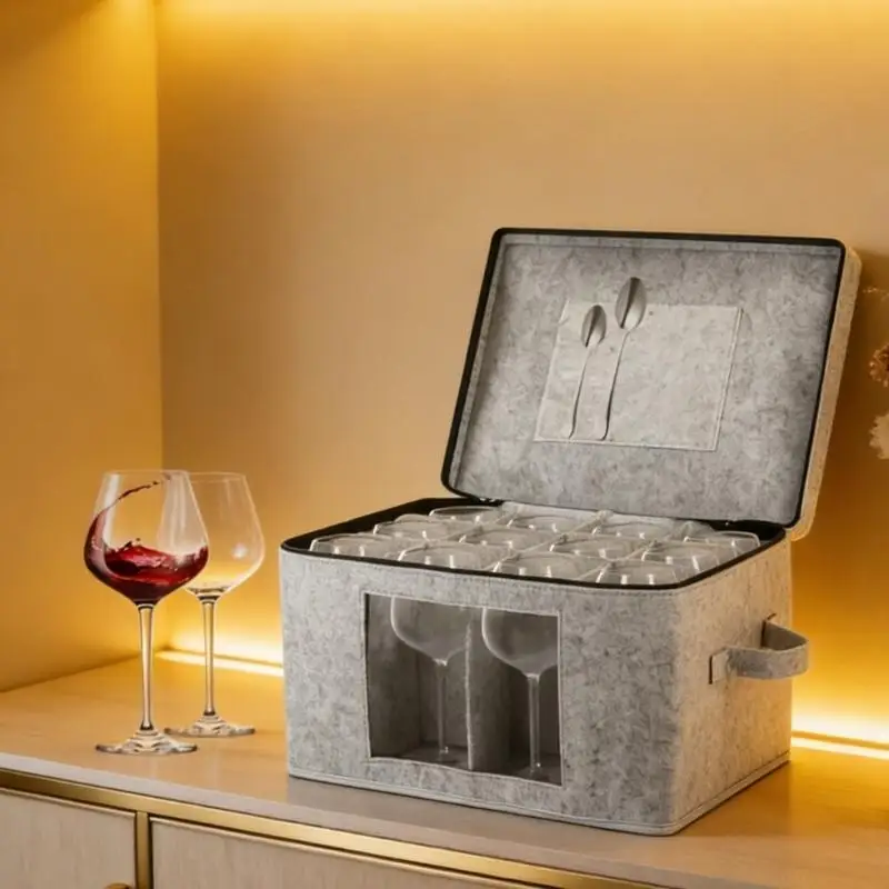 QX2E Protective Felt Wine Glass Display Case Provides 12 Individual Spaces And Space Saving Design For Easy Storage
QX2E Protective Felt Wine Glass Display Case Provides 12 Individual Spaces And Space Saving Design For Easy Storage