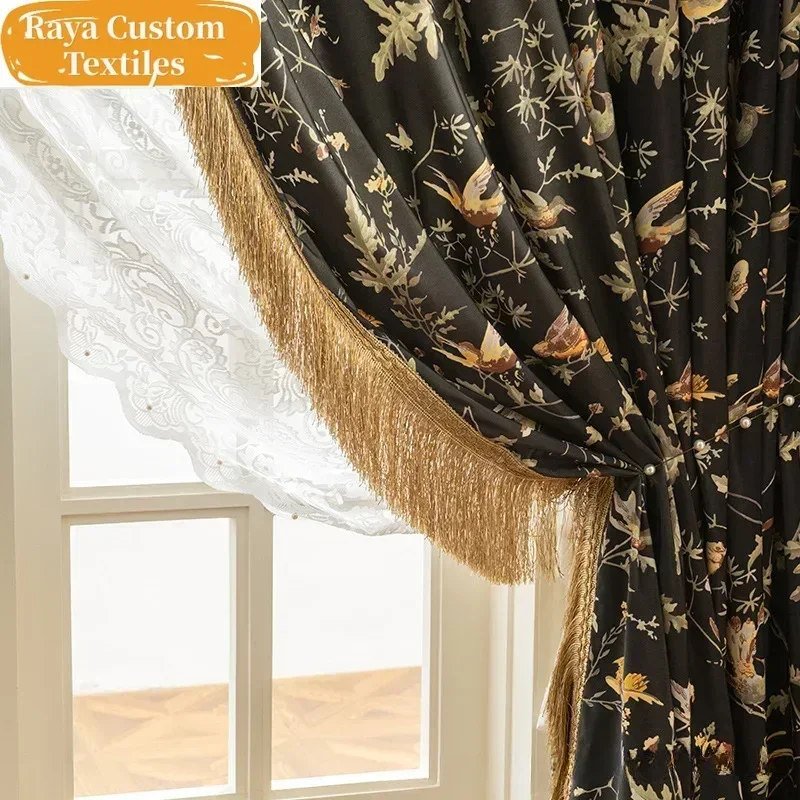 New French Romantic Black Printed Curtains for Living Dining Room Bedroom Floating Windows Floor-to-ceiling Classic White Tulle
New French Romantic Black Printed Curtains for Living Dining Room Bedroom Floating Windows Floor-to-ceiling Classic White Tulle
