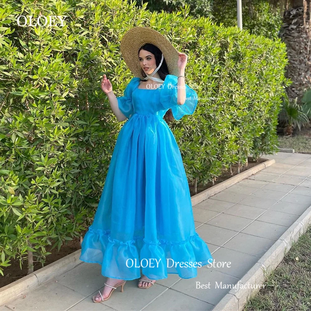 OLOEY Simple Blue Organza Prom Dresses Puff Short Sleeves A Line Party Dress Arabic Women Ankle Length Birthday Formal Gowns
OLOEY Simple Blue Organza Prom Dresses Puff Short Sleeves A Line Party Dress Arabic Women Ankle Length Birthday Formal Gowns