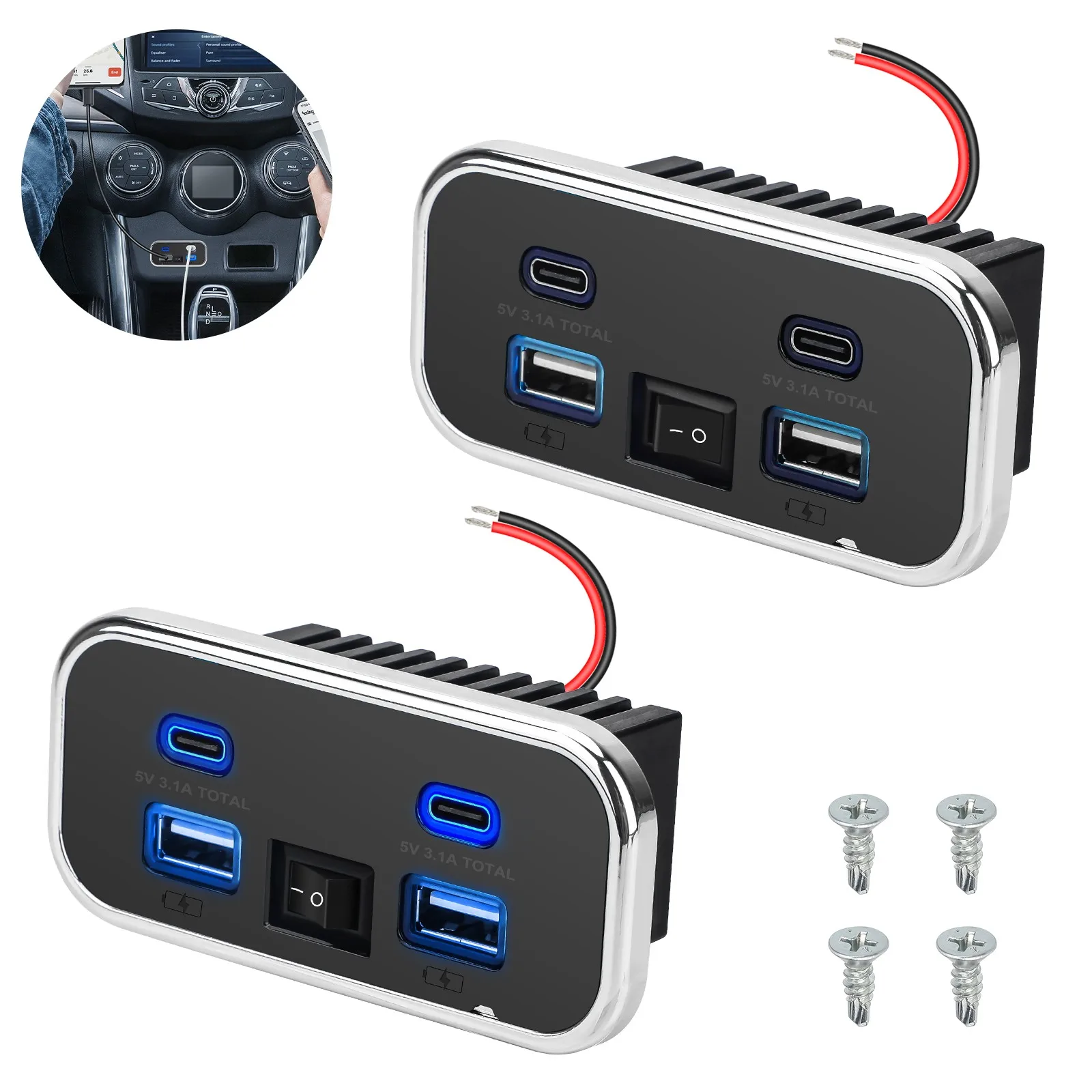 2pcs Car Charger Socket USB Port Quick Charging Power Adapter Outlet Panel Mount
2pcs Car Charger Socket USB Port Quick Charging Power Adapter Outlet Panel Mount