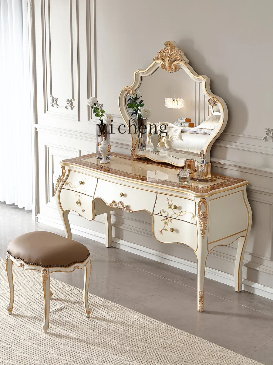 ABB Hand-painted Solid Wood Carved Dressing Table Cloakroom Large Flat Floor Villa Master Bedroom Makeup Table
ABB Hand-painted Solid Wood Carved Dressing Table Cloakroom Large Flat Floor Villa Master Bedroom Makeup Table