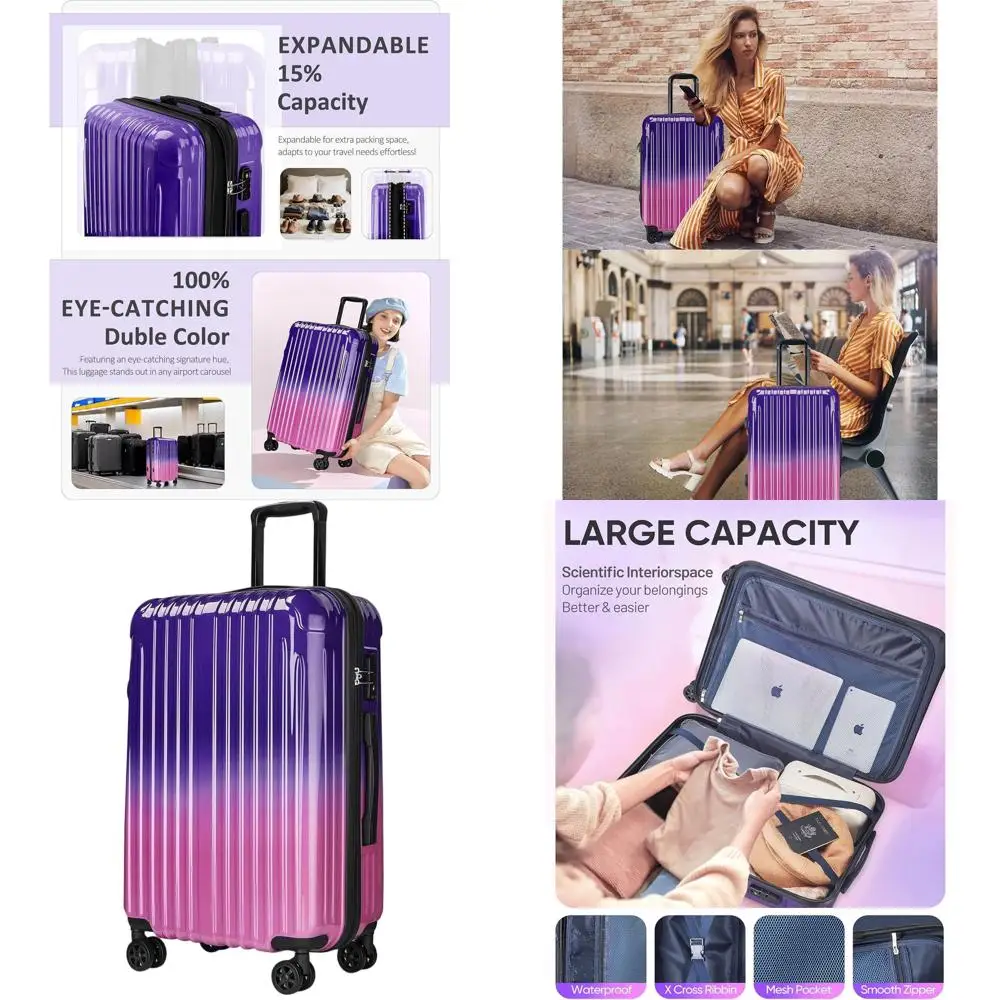 Expandable Hard Shell Spinner Suitcases with TSA Lock for Airline Travel
Expandable Hard Shell Spinner Suitcases with TSA Lock for Airline Travel