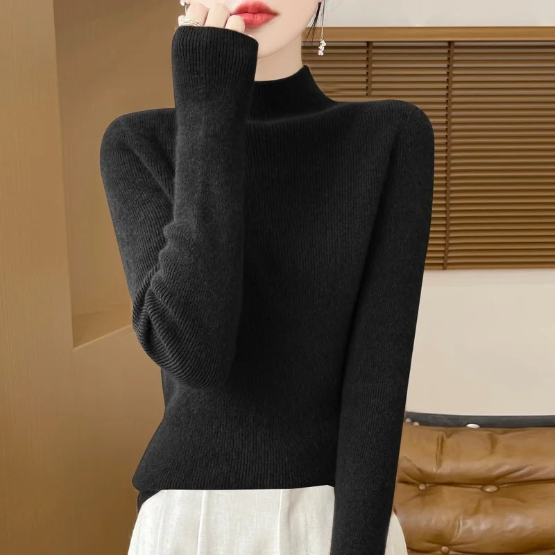 Semi-High Collar Long Sve Knitted Sweater Women's Slim Fit Base irt Sli Autumn Winter New Arrival
Semi-High Collar Long Sve Knitted Sweater Women's Slim Fit Base irt Sli Autumn Winter New Arrival