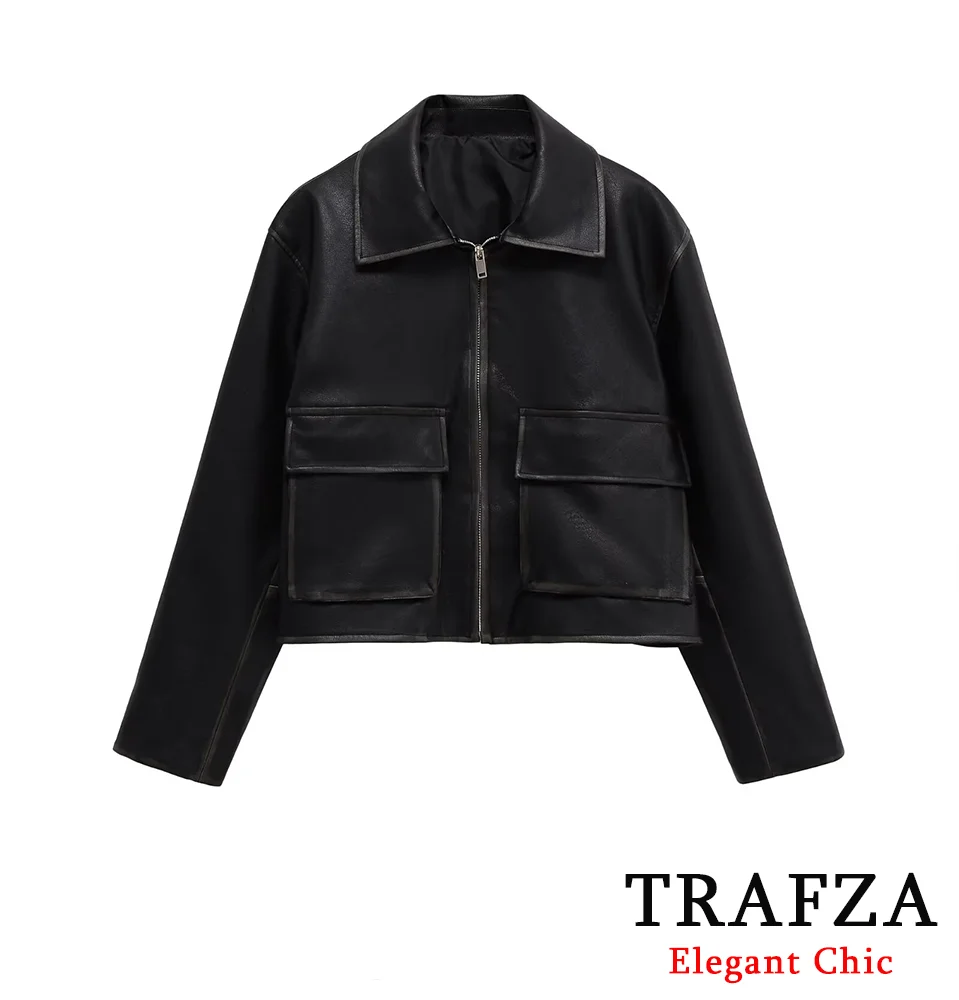 TRAFZA Women Retro PU Leather Jacket Lapel Pockets Zipper Jackets 2025 Fall Winter Fashion Distressed Style Vintage Jackets
TRAFZA Women Retro PU Leather Jacket Lapel Pockets Zipper Jackets 2025 Fall Winter Fashion Distressed Style Vintage Jackets