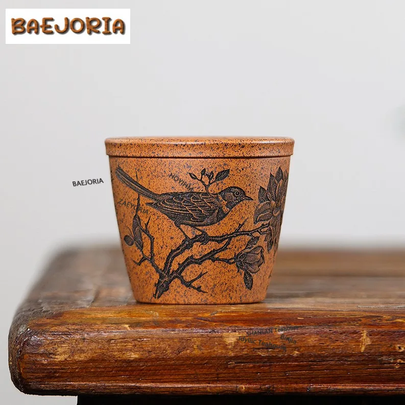 170ml Yixing Purple Clay Birds Flowers Teacup Elegant Tea Bowl Water Jug Tea-tasting Personal Cup Jianzhan Master Cups Tableware
170ml Yixing Purple Clay Birds Flowers Teacup Elegant Tea Bowl Water Jug Tea-tasting Personal Cup Jianzhan Master Cups Tableware