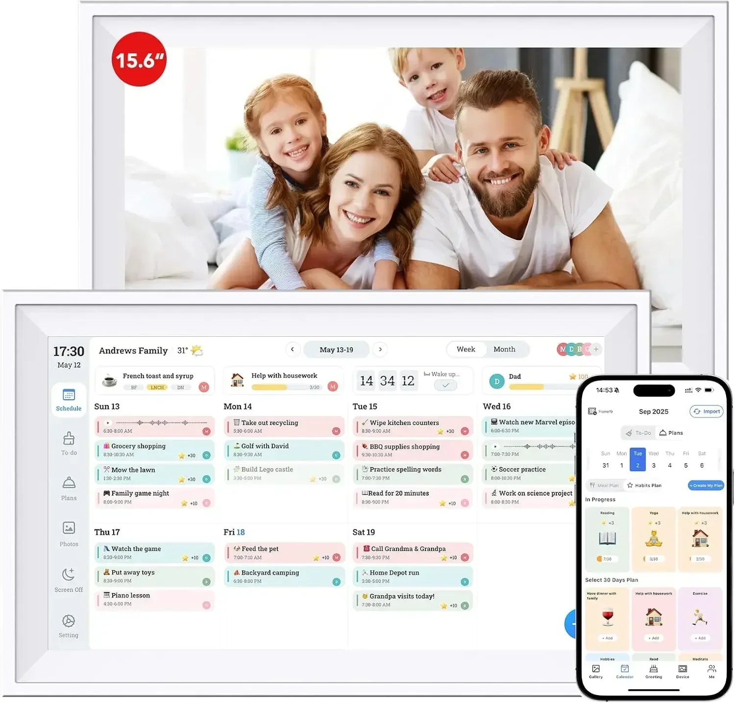 Digital Calendar 15.6 inch Wall Calendar Planner with Touch Screen, Electronic Calendars for Family Organizer, Smart Chore Chart
Digital Calendar 15.6 inch Wall Calendar Planner with Touch Screen, Electronic Calendars for Family Organizer, Smart Chore Chart