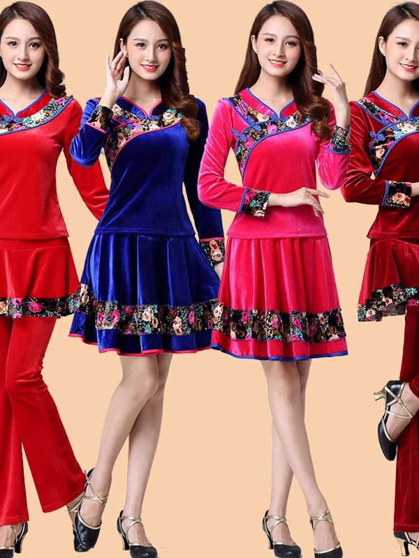 New 2026 Square Dance Ensemble Long Sve Velvet Performance Costume Women's Skirt Warm Gold Velvet Traditional Chinese Costume
New 2026 Square Dance Ensemble Long Sve Velvet Performance Costume Women's Skirt Warm Gold Velvet Traditional Chinese Costume