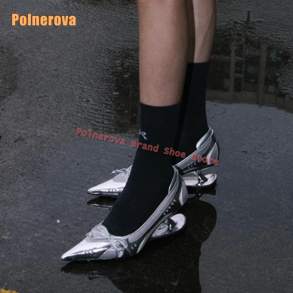 Silvery Bowknot Strange Style Mary Janes Shoes 2025 Spring New Style Pointed Toe Mesh Patchwork Street Style Lady Fashion Pumps
Silvery Bowknot Strange Style Mary Janes Shoes 2025 Spring New Style Pointed Toe Mesh Patchwork Street Style Lady Fashion Pumps