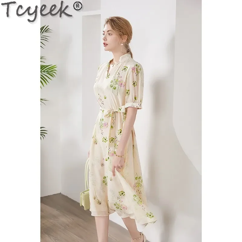 Tcyeek 100% Real Silk Party Dresses for Women Summer Clothes French Mulberry Silk Dress 2024 Belt Elegant Women's Dresses Print
Tcyeek 100% Real Silk Party Dresses for Women Summer Clothes French Mulberry Silk Dress 2024 Belt Elegant Women's Dresses Print