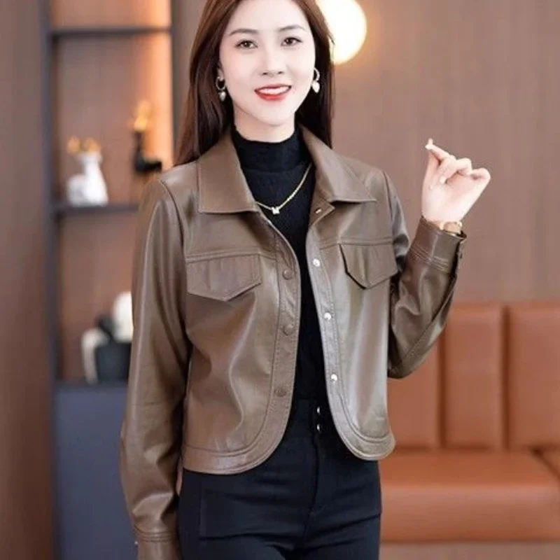 Maillard Short Leather Jacket for Women New Fashionable Temperament Small Motorcycle Leather Jacket XQ582
Maillard Short Leather Jacket for Women New Fashionable Temperament Small Motorcycle Leather Jacket XQ582