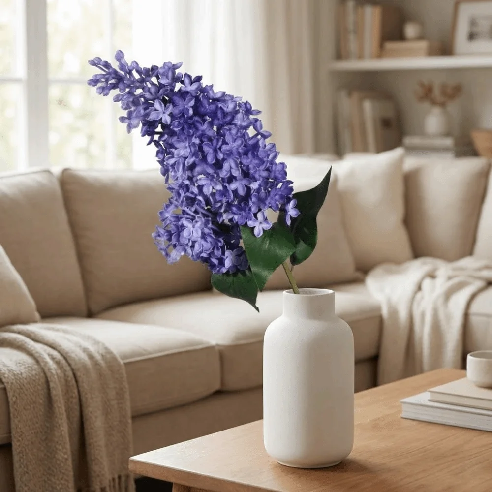 Realistic Artificial Lilac Branch Lifelike Handmade Plastic Lilac Flower Long Branch Decorative Faux Flower
Realistic Artificial Lilac Branch Lifelike Handmade Plastic Lilac Flower Long Branch Decorative Faux Flower