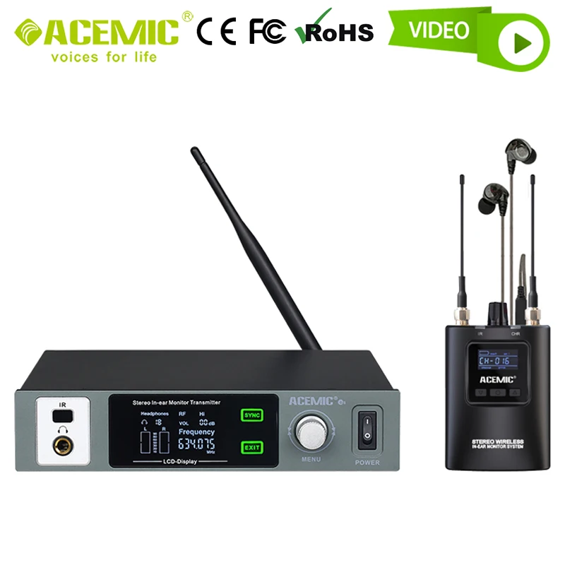 Wireless In Ear Monitor System Professional Stereo Audio Inner IEM Stage Return for Singer Whole Band Church Musician UHF ACEMIC
Wireless In Ear Monitor System Professional Stereo Audio Inner IEM Stage Return for Singer Whole Band Church Musician UHF ACEMIC
