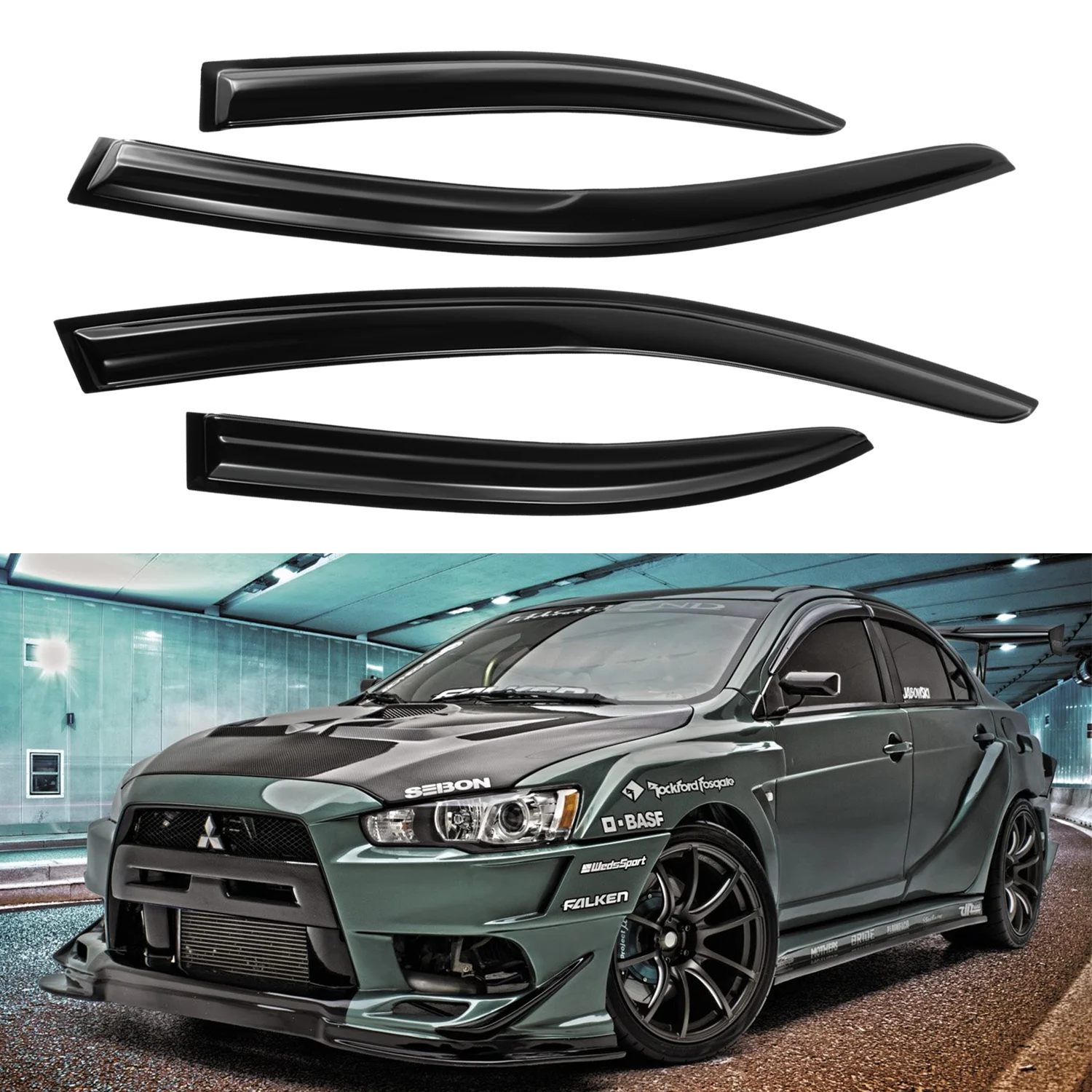 For Mitsubishi Lancer 4-Door Sedan 2008-2017 Wind Deflectors External Tinted 4pcs Set with Drain Channel 1.5MM thickness Boxed
For Mitsubishi Lancer 4-Door Sedan 2008-2017 Wind Deflectors External Tinted 4pcs Set with Drain Channel 1.5MM thickness Boxed