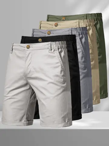 Men's Casual Shorts Business Street Straight Five-point Pants Fashion Summer Breathable Solid Color Sports Shorts Beach Vacation
