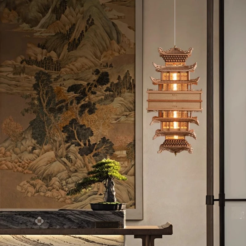 New Chinese antique building chandelier model ornament Chinese style pavilion pavilion living room decorative lamps
New Chinese antique building chandelier model ornament Chinese style pavilion pavilion living room decorative lamps
