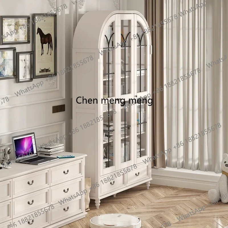Solid wood American retro French wine cabinet Arched glass door Dust-proof bookcase Study glass display cabinet
Solid wood American retro French wine cabinet Arched glass door Dust-proof bookcase Study glass display cabinet