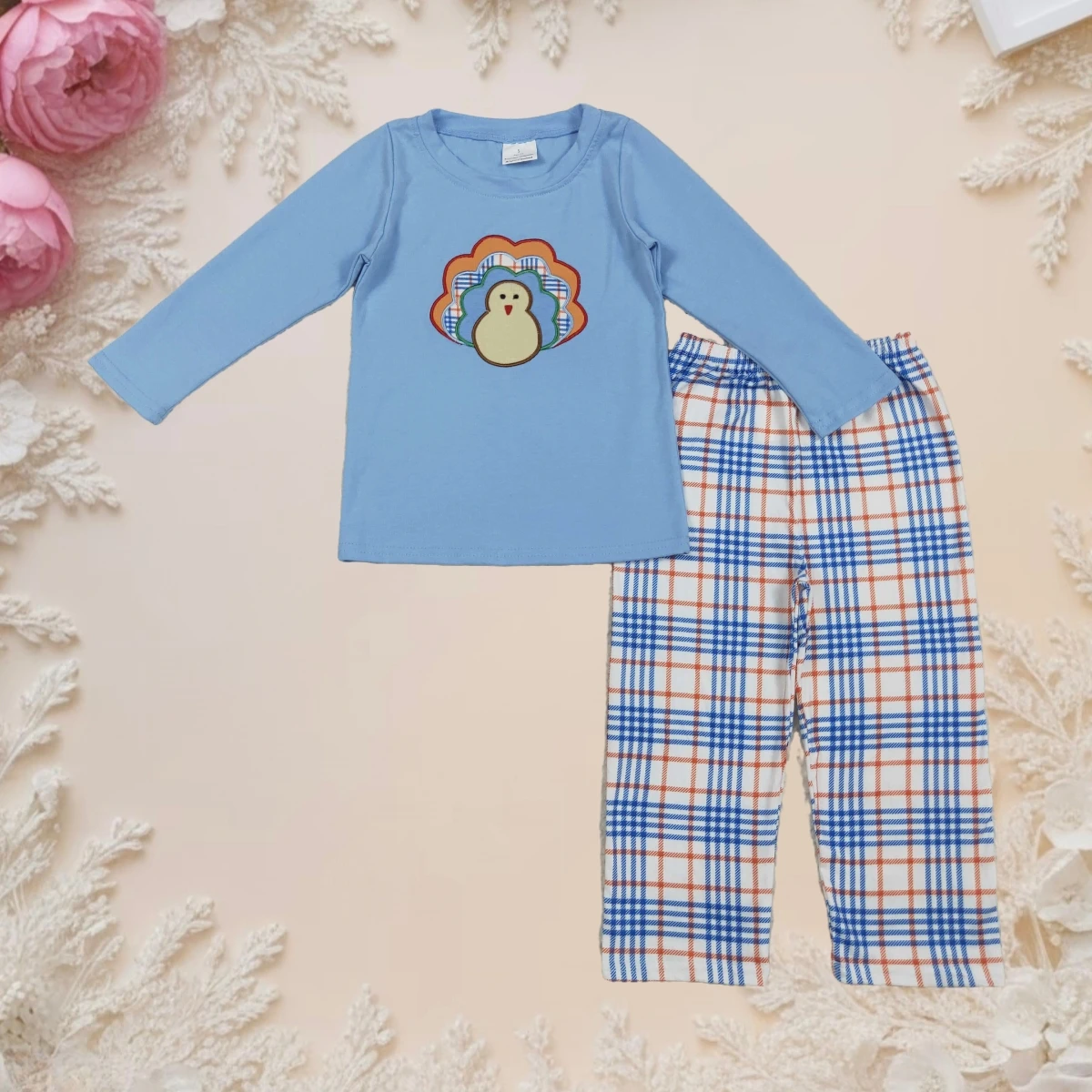 Thanksgiving Baby Boy Long Sleeve Sets Outfit Toddler Cozy Pullover Embroidery Turkey Tops with Checked Pants Children Clothing
Thanksgiving Baby Boy Long Sleeve Sets Outfit Toddler Cozy Pullover Embroidery Turkey Tops with Checked Pants Children Clothing