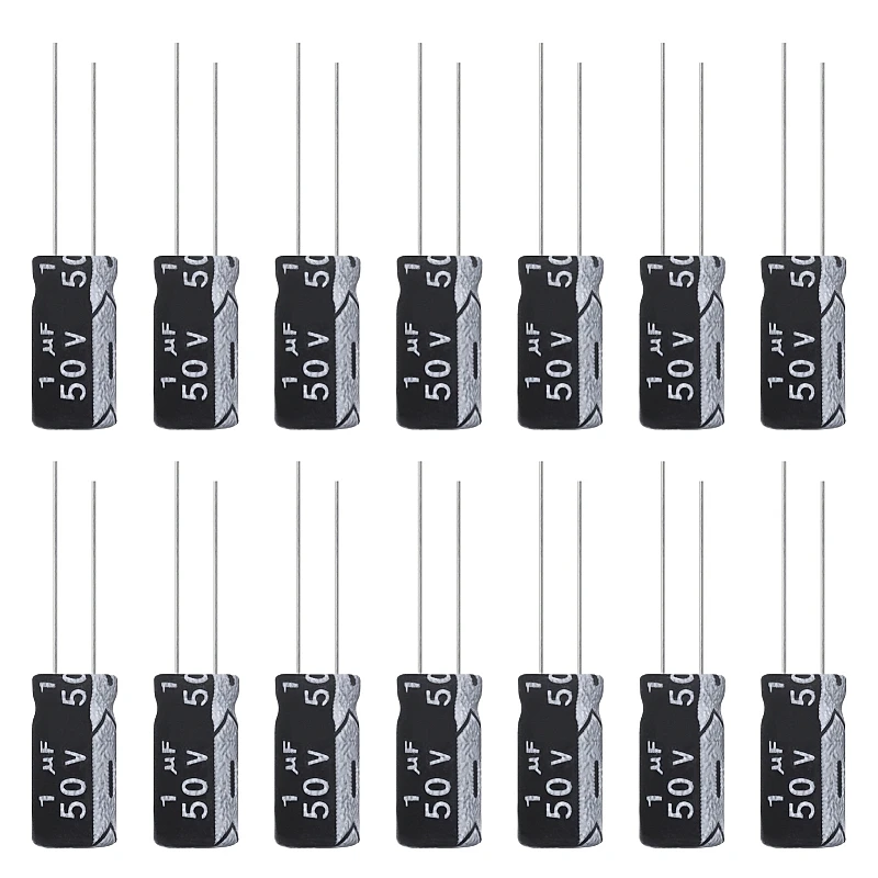 1uF 50V 5x11mm Electrolytic Capacitor 1 UF MFD 50 Volt 0.2x0.43in Aluminum Capacitors (Pack of 15)
1uF 50V 5x11mm Electrolytic Capacitor 1 UF MFD 50 Volt 0.2x0.43in Aluminum Capacitors (Pack of 15)