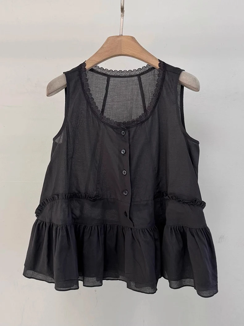 Повседневная женская хлопковая футболка с кружевной отделкой и круглым вырезом, летняя коллекция 2025, черная, с вставками, Li Man Er
Повседневная женская хлопковая футболка с кружевной отделкой и круглым вырезом, летняя коллекция 2025, черная, с вставками, Li Man Er