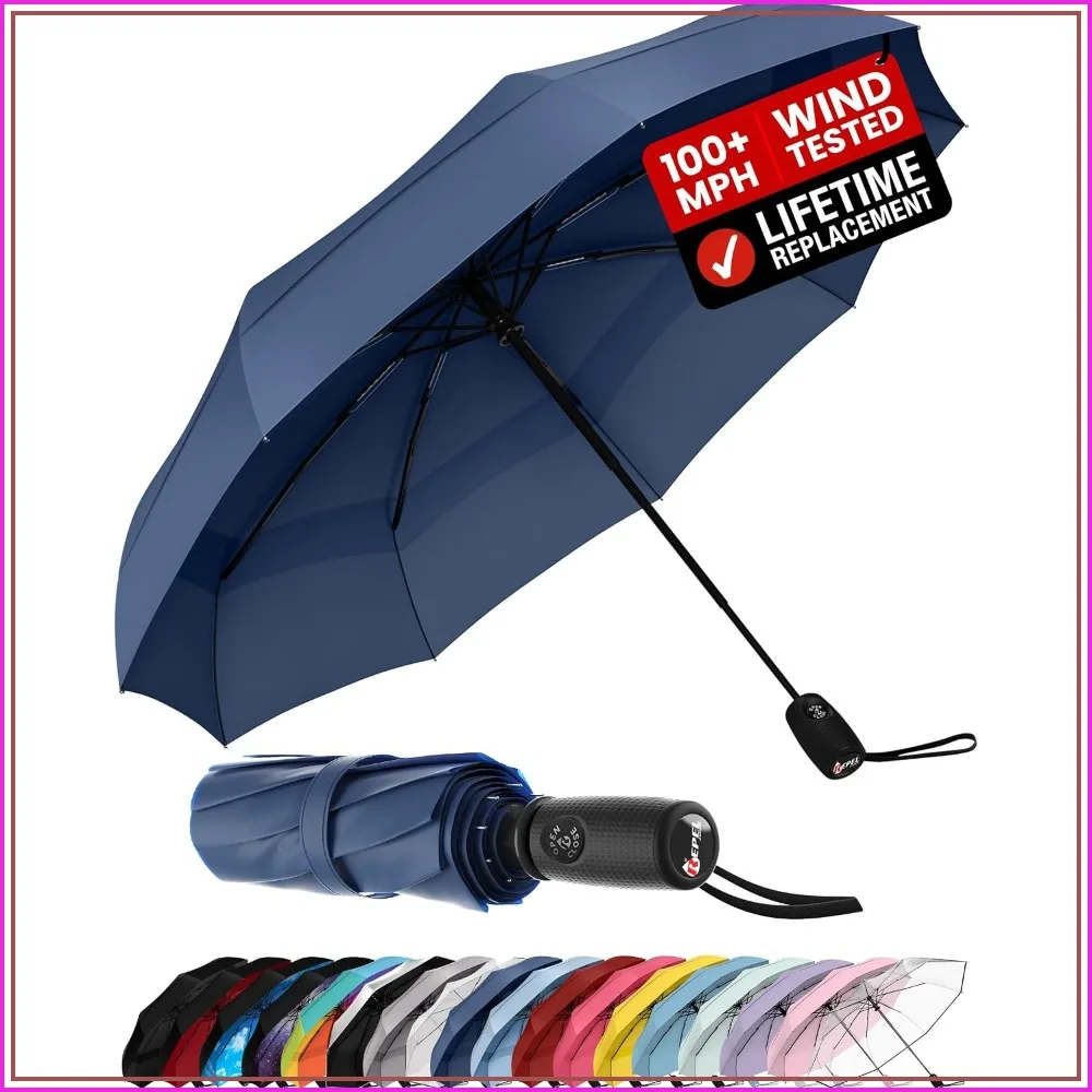 Repel Windproof Travel Umbrella, Compact Auto Folding, 100MPH Wind Resistance, Portable for Rain & Sun, Fits Backpack & Car
Repel Windproof Travel Umbrella, Compact Auto Folding, 100MPH Wind Resistance, Portable for Rain & Sun, Fits Backpack & Car