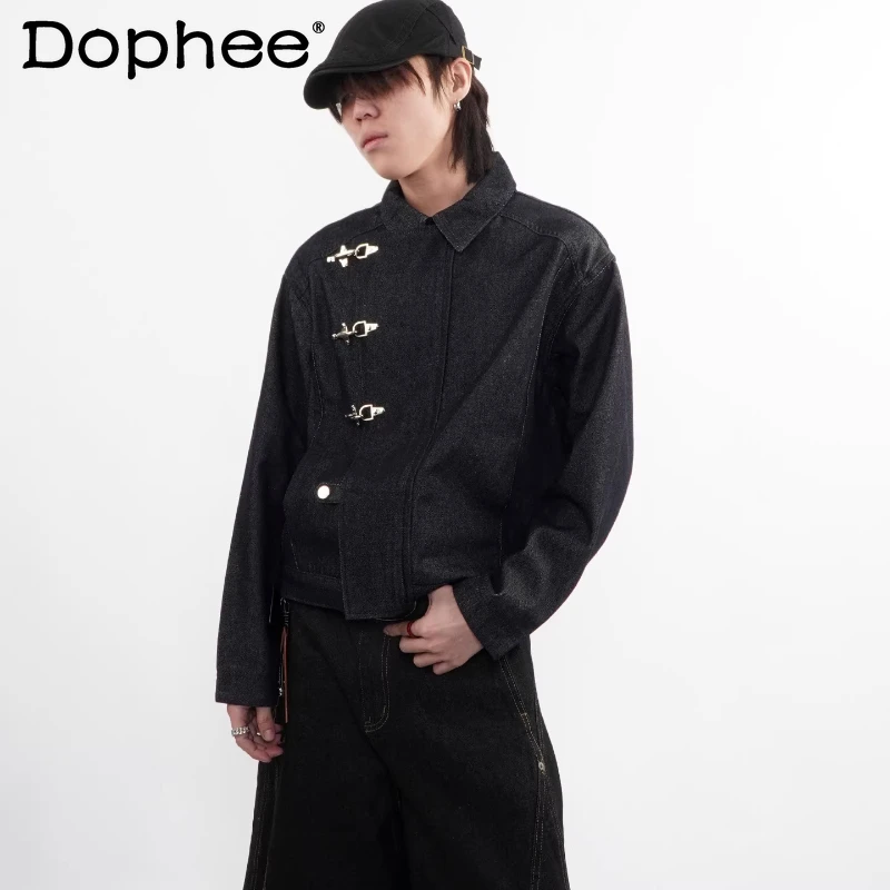 Men's Long-Sleeve Denim Jackets 2026 Spring New Button Decoration Zipper Loose Lapel Jackets Masculinity Handsome Unique Coats
Men's Long-Sleeve Denim Jackets 2026 Spring New Button Decoration Zipper Loose Lapel Jackets Masculinity Handsome Unique Coats