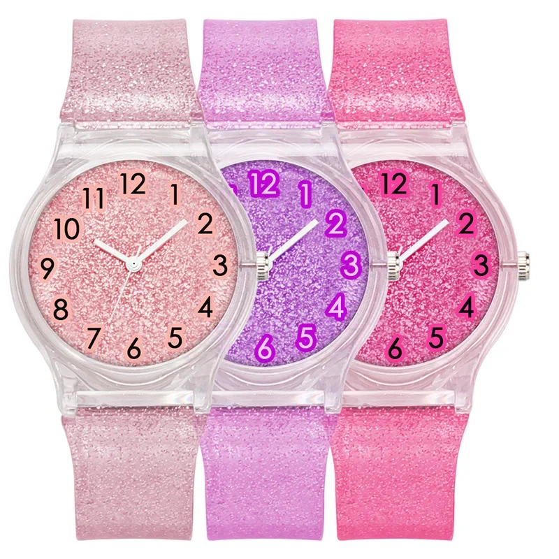 1Pcs Leisure Transparent Sparkling Pink Women Watch Fashion Plastic Strap Children Watch Student Daily Decoration
1Pcs Leisure Transparent Sparkling Pink Women Watch Fashion Plastic Strap Children Watch Student Daily Decoration