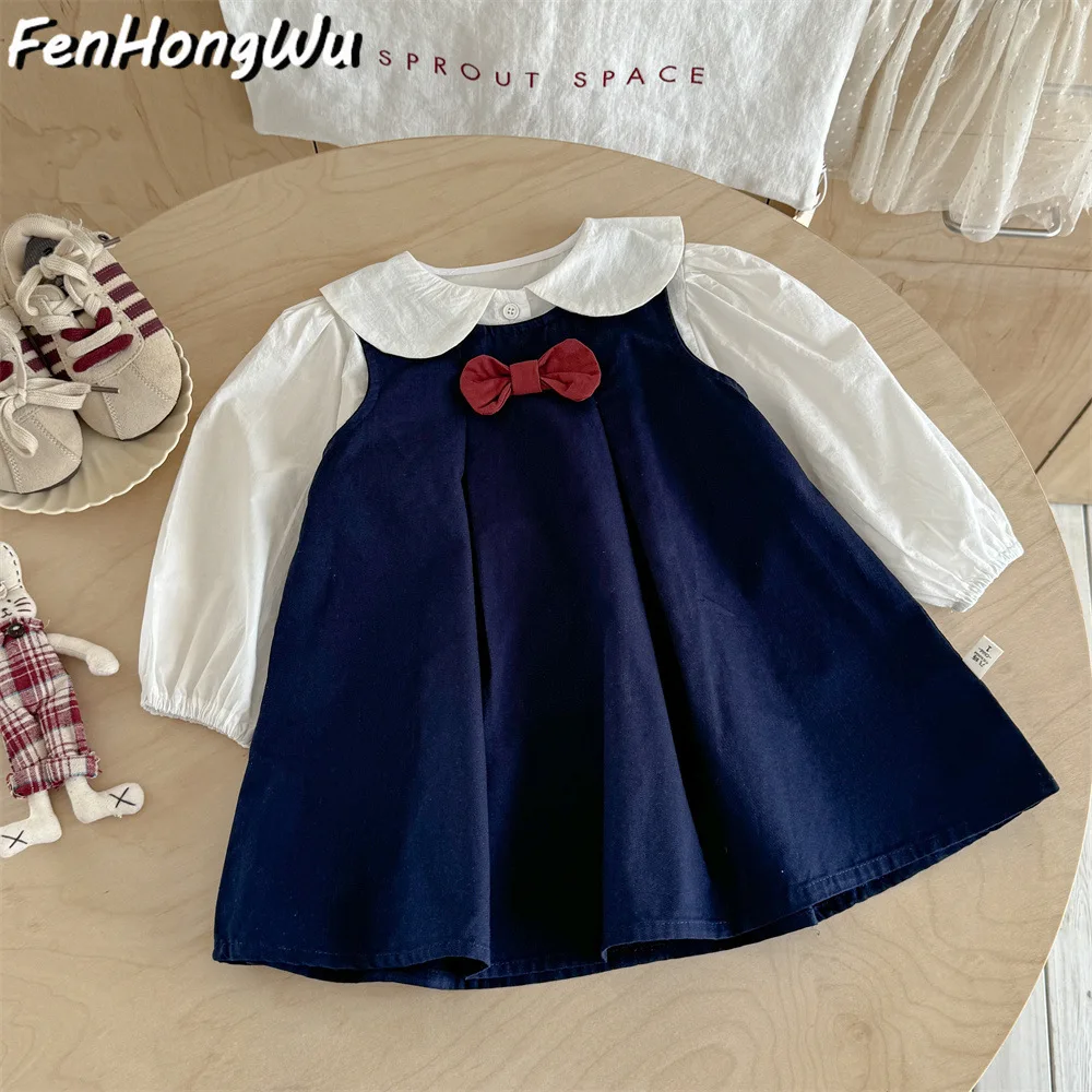 Autumn Children Girls 2PCS Dress Set Cotton Peter Pan Collar Toddler Girls Blouses Suits Loose Bow Ruched Strappy Dress Outfits
Autumn Children Girls 2PCS Dress Set Cotton Peter Pan Collar Toddler Girls Blouses Suits Loose Bow Ruched Strappy Dress Outfits