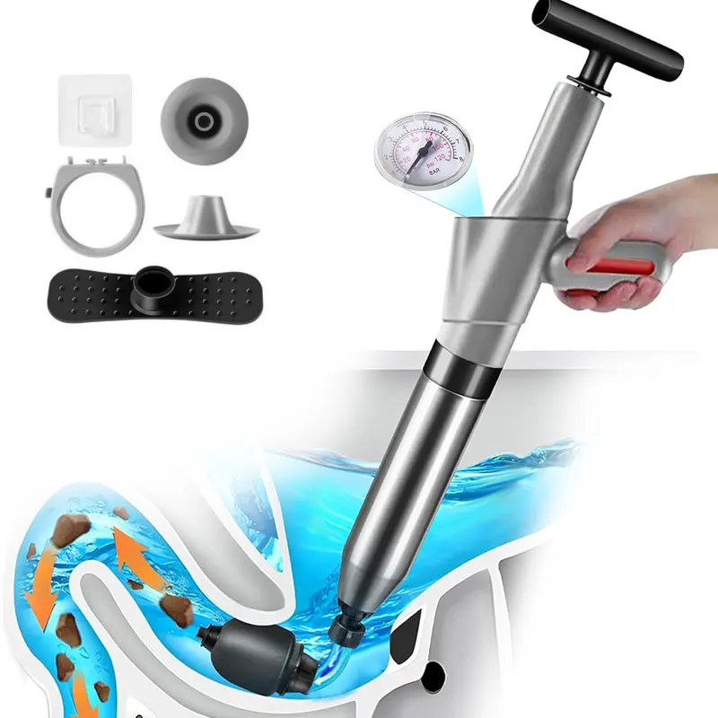 High-pressure Toilet Plunger Pipe Dredger Toilet Unblocker Pneumatic Dredging Air Drain Blaster Tool Set
High-pressure Toilet Plunger Pipe Dredger Toilet Unblocker Pneumatic Dredging Air Drain Blaster Tool Set